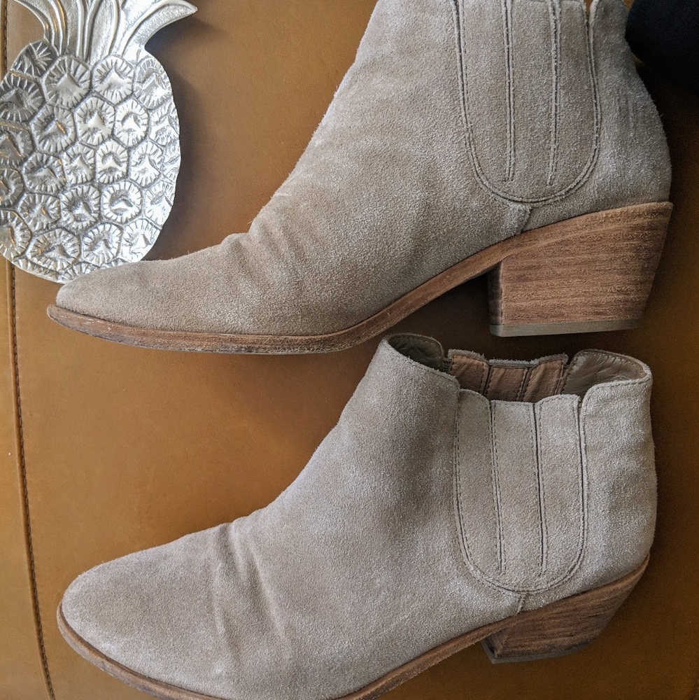 Joie Barlow ankle Booties Grey taupe cement Suede - Picture 6 of 8